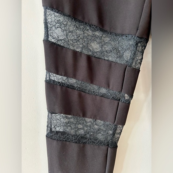 MAJE Black Lace Panel Women's Crossover Pants - Picture 6 of 7